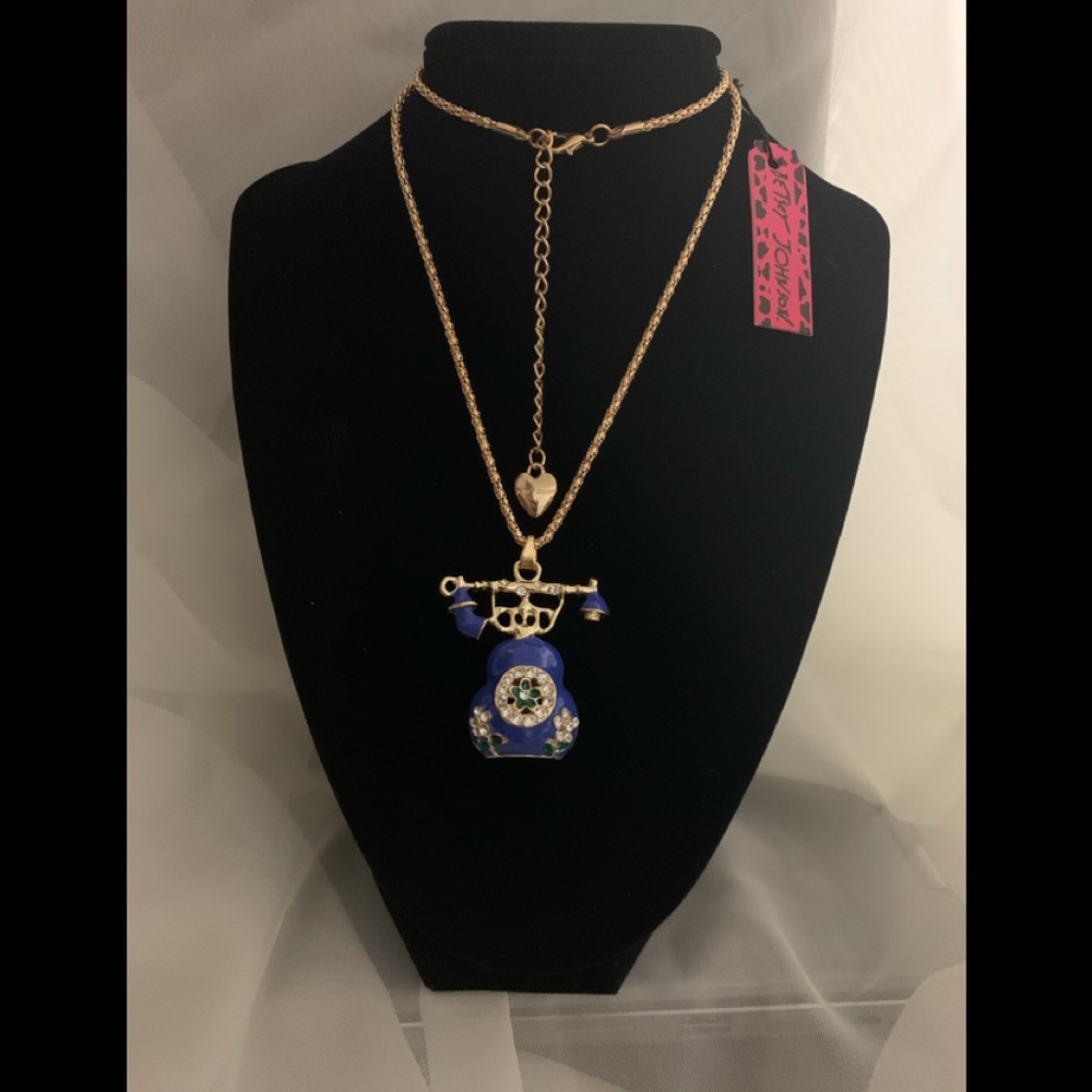 Betsey Johnson Necklace with Telephone Charm.